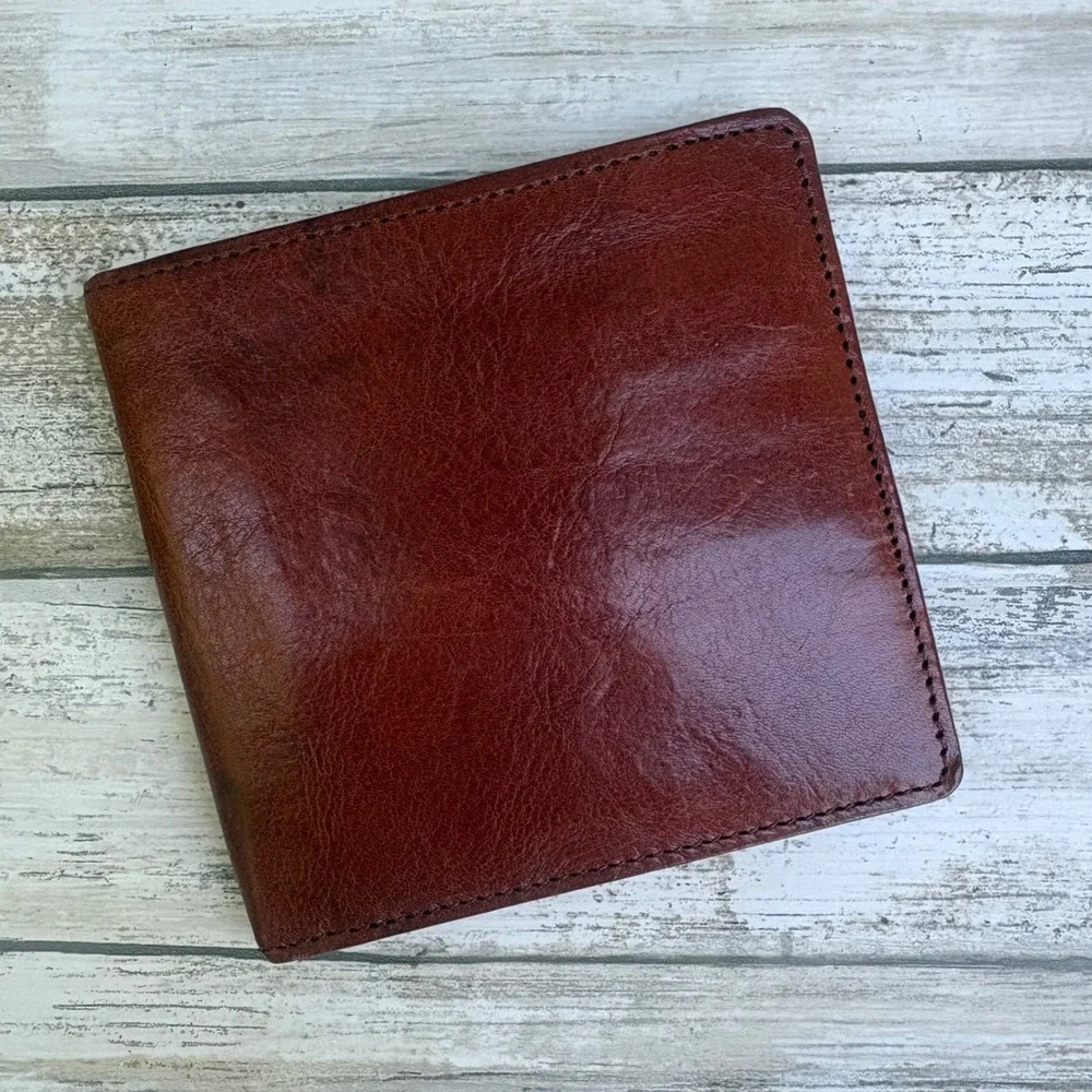 Brighton‎ Bifold Wallet OS Mahogany Brown Mens Leather Slim Card Holder
